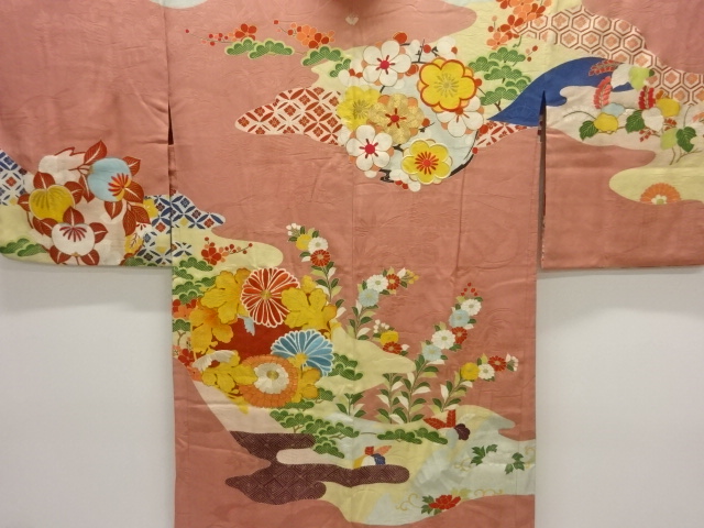 JAPANESE KIMONO / HAORI / SILK / MON KINSHA / ENBROIDERY / TAISHO ROMAN STYLE / KIKU PATTERN